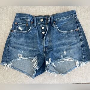 Levi’s distressed shorts with button fly
